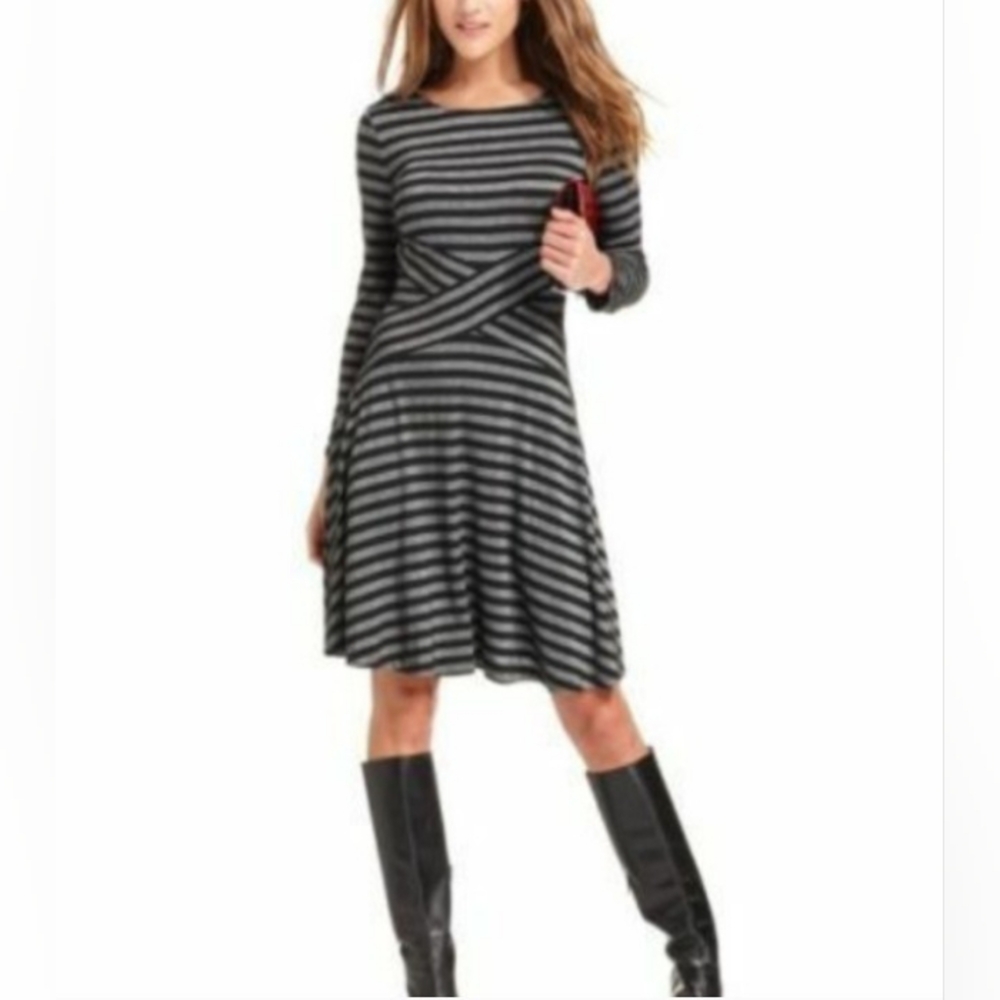 ECI Black and Tan Striped Long Sleeve Dress - Picture 5 of 5